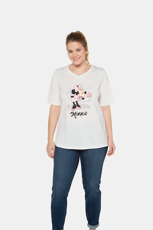 Duże rozmiary T-shirt Minnie, damska, biały, rozmiar: 42/44, bawełna, Ulla Popken