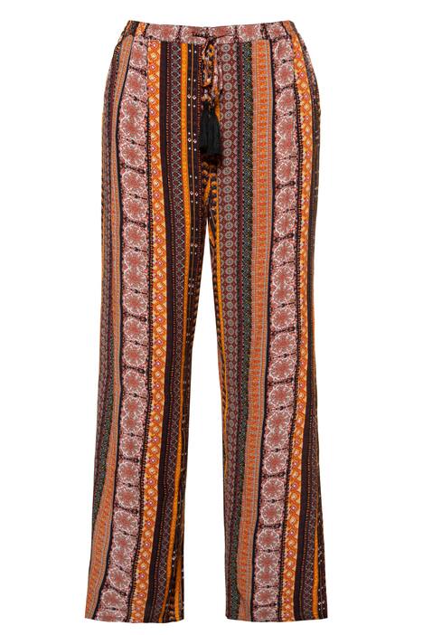 Kalhoty Rose, vzorované pruhy, široké nohavice, střapce, viskóza