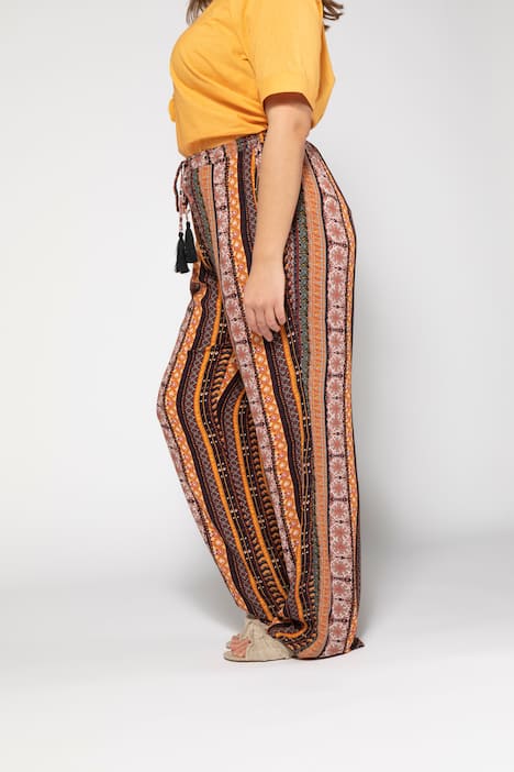 Byxa Rose, mönstrade ränder, vida ben, tofs, viskos