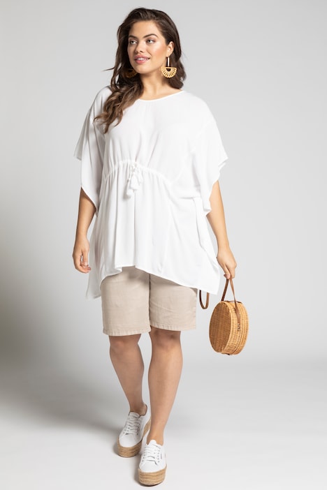 Crepe V-Neck Tassel Tie Caftan