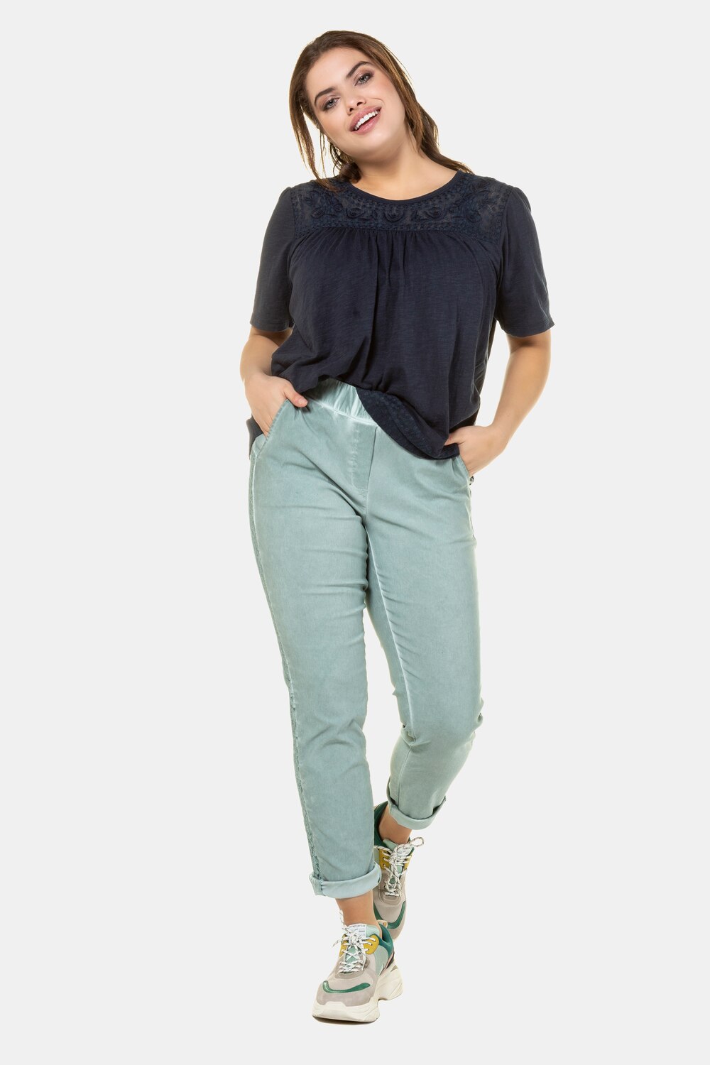 Grote Maten broek Sienna, Dames, turquoise, Maat: 25, Viscose/Synthetische vezels, Ulla Popken Grote Maten broek Sienna, Dames, turquoise, Maat: 25, Viscose/Synthetische vezels, Ulla Popken