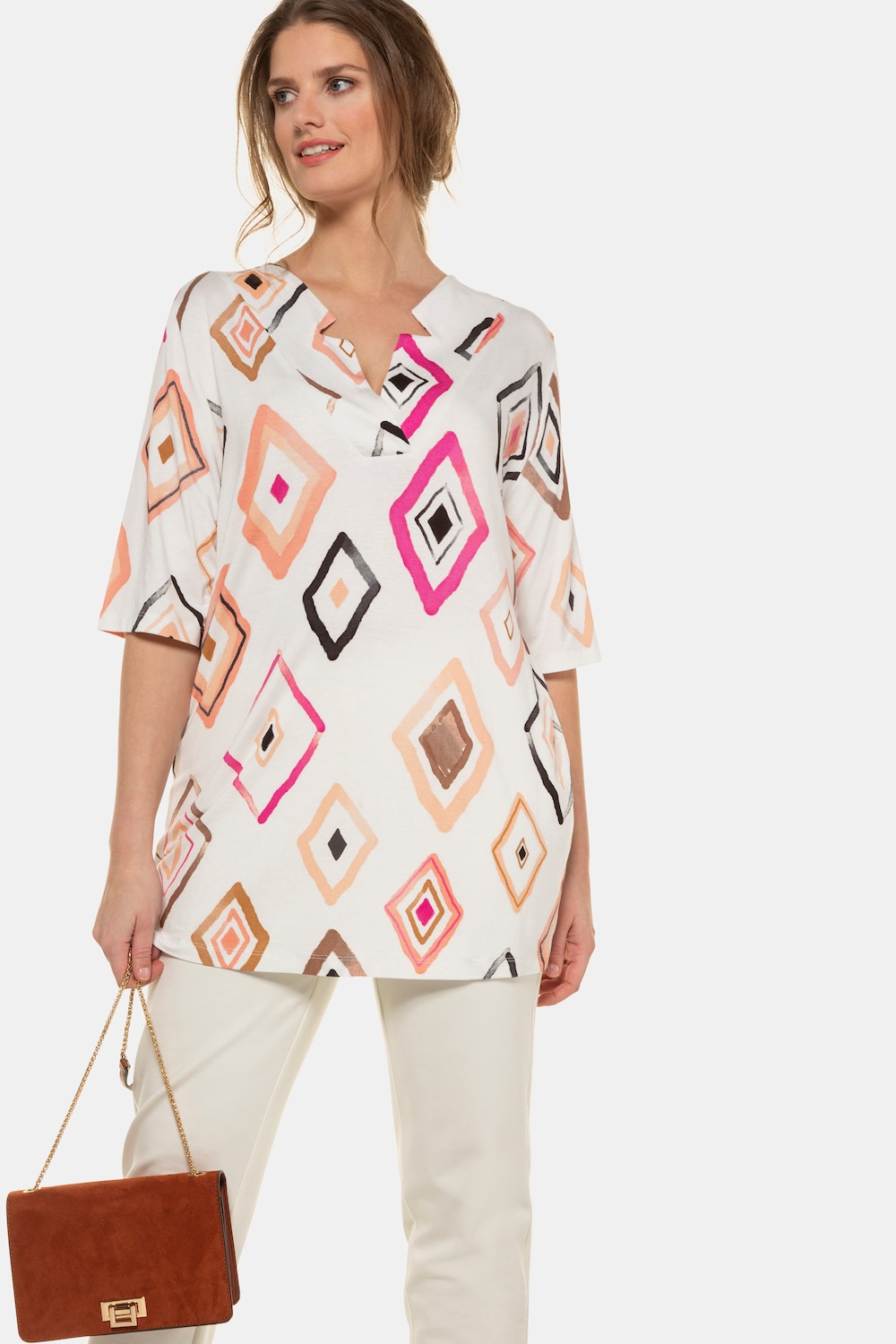 Grote Maten T-shirt, Dames, beige, Maat: 54/56, Viscose, Ulla Popken Grote Maten T-shirt, Dames, beige, Maat: 54/56, Viscose, Ulla Popken