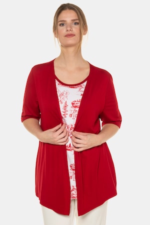 Duże rozmiary T-shirt 2-w-1, damska, czerwony, rozmiar: 62/64, wiskoza/elastan, Ulla Popken