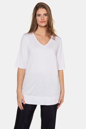 Duże rozmiary T-shirt, damska, biały, rozmiar: 46/48, wiskoza/elastan, Ulla Popken