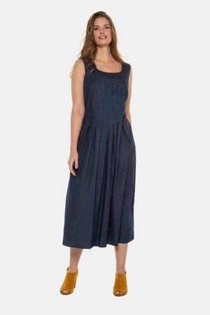 Duże rozmiary Dżinsowa sukienka, damska, dark blue denim, rozmiar: 48, bawełna/elastan, Ulla Popken