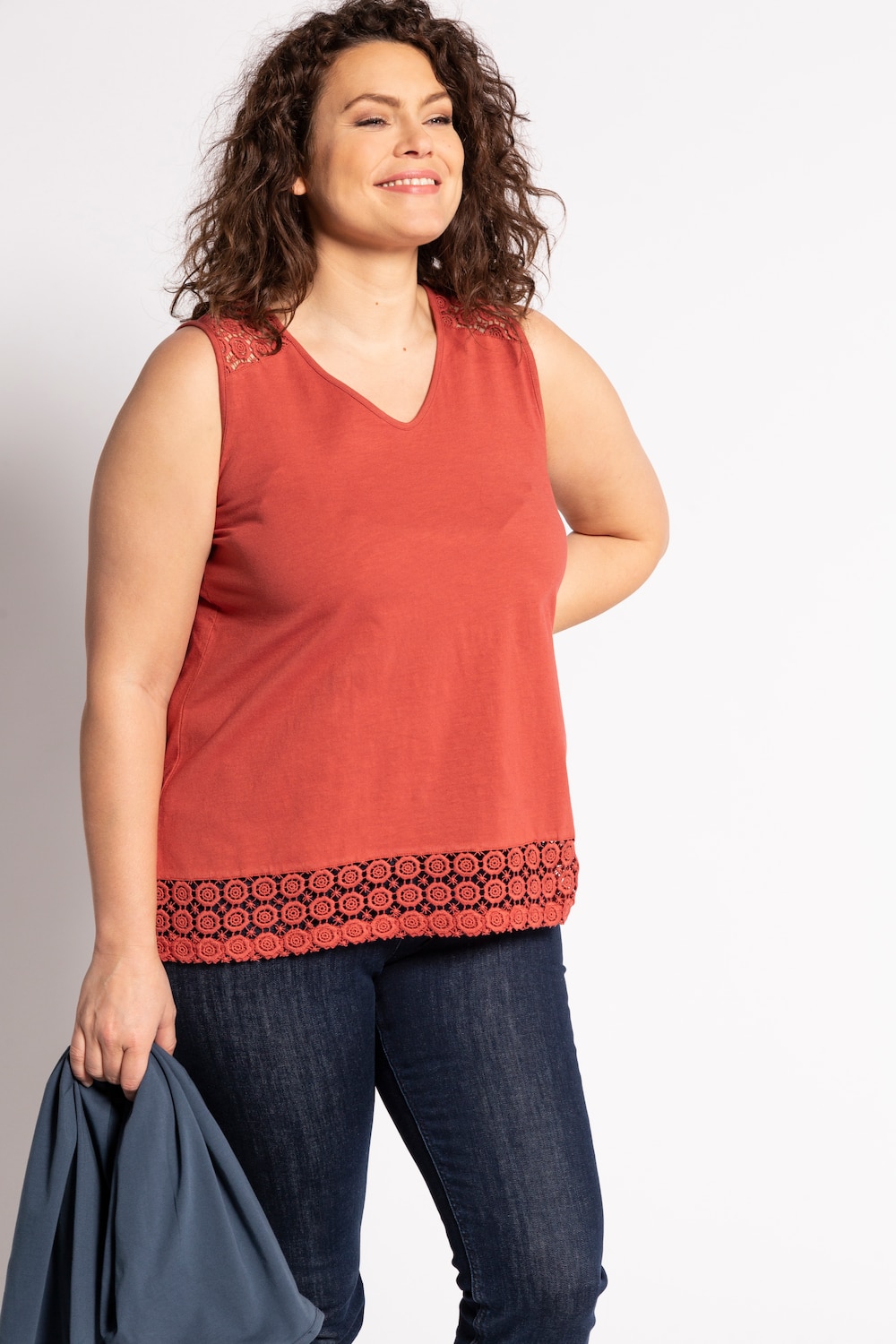Grote Maten top, Dames, rood, Maat: 46/48, Katoen, Ulla Popken Grote Maten top, Dames, rood, Maat: 46/48, Katoen, Ulla Popken
