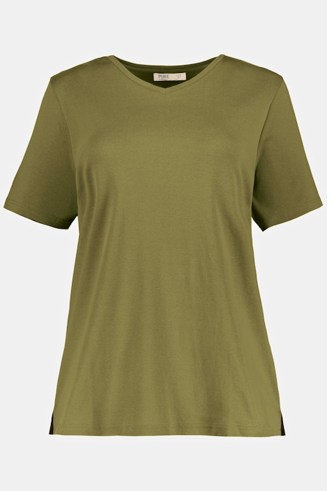 T-Shirt, V-Ausschnitt, Classic, Halbarm, Biobaumwolle