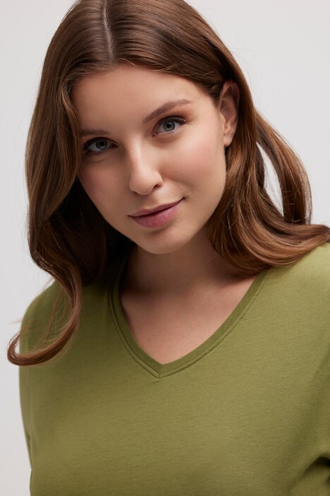 T-Shirt, V-Ausschnitt, Classic, Halbarm, Biobaumwolle