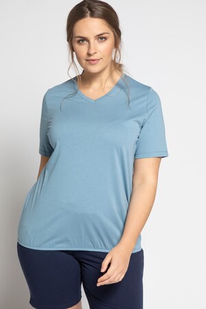 Duże rozmiary T-shirt, damska, pudrowy niebieski, rozmiar: 58/60, bawełna, Ulla Popken