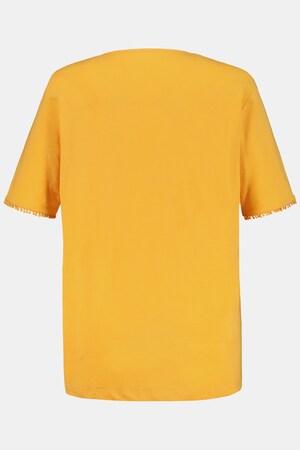 Duże rozmiary T-shirt, damska, żółty z nutą oranżu, rozmiar: 46/48, bawełna, Ulla Popken
