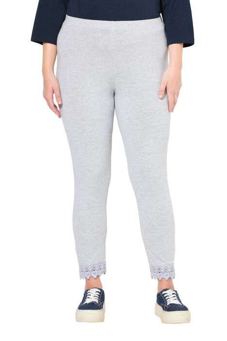 7/8 legíny, krajkový lem, biobavlna