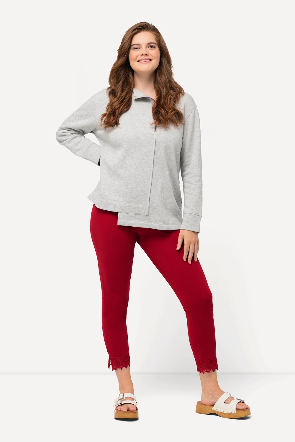 Grote Maten 7/8-leggings, Dames, rood, Maat: 54/56, Katoen, Ulla Popken