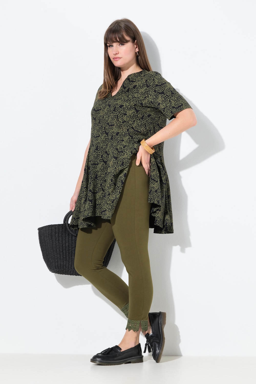 7/8-Leggings, Saumspitze, Biobaumwolle