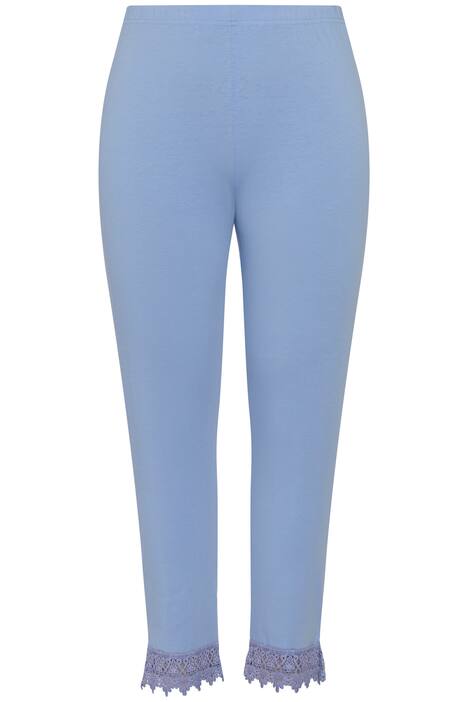 7/8 legíny, krajkový lem, biobavlna