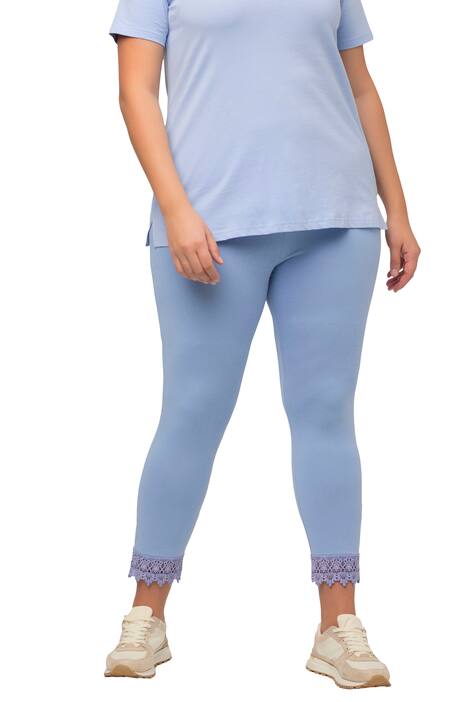 7/8 legíny, krajkový lem, biobavlna