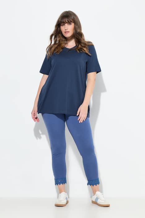 7/8-Leggings, Saumspitze, Biobaumwolle
