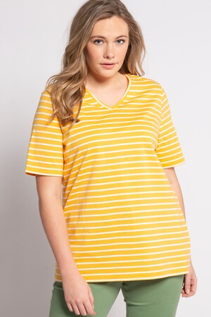 Duże rozmiary T-shirt, damska, żółty z nutą oranżu, rozmiar: 50/52, bawełna, Ulla Popken