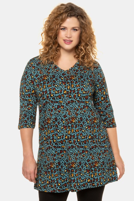 Animal Print V-Neck Swing Knit Tunic | Knit Tunics | Knit Tops & Tees | Ulla Popken US & Canada