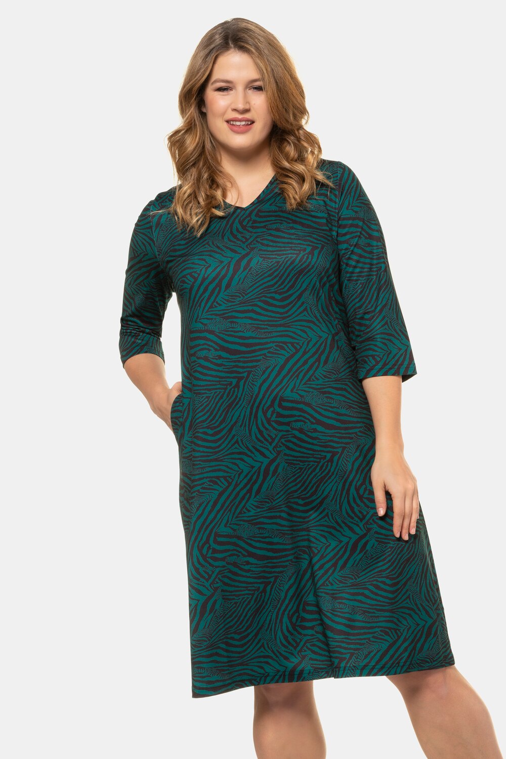 Grote Maten jersey-jurk, Dames, wit, Maat: 54/56, Polyester, Ulla Popken Grote Maten jersey-jurk, Dames, wit, Maat: 54/56, Polyester, Ulla Popken