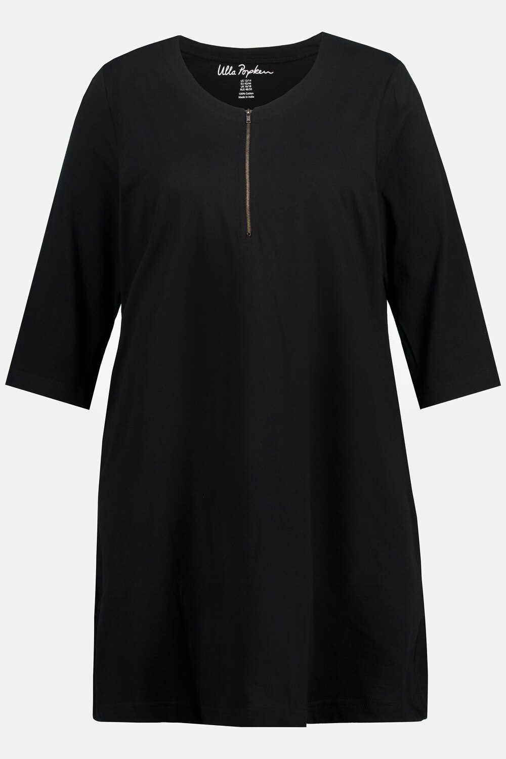 Grote Maten longshirt, Dames, zwart, Maat: 62/64, Katoen, Ulla Popken Grote Maten longshirt, Dames, zwart, Maat: 62/64, Katoen, Ulla Popken