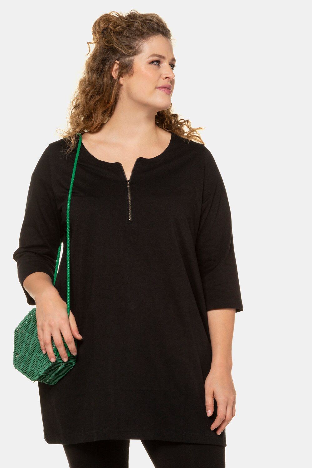 Grote Maten longshirt, Dames, zwart, Maat: 50/52, Katoen, Ulla Popken Grote Maten longshirt, Dames, zwart, Maat: 50/52, Katoen, Ulla Popken