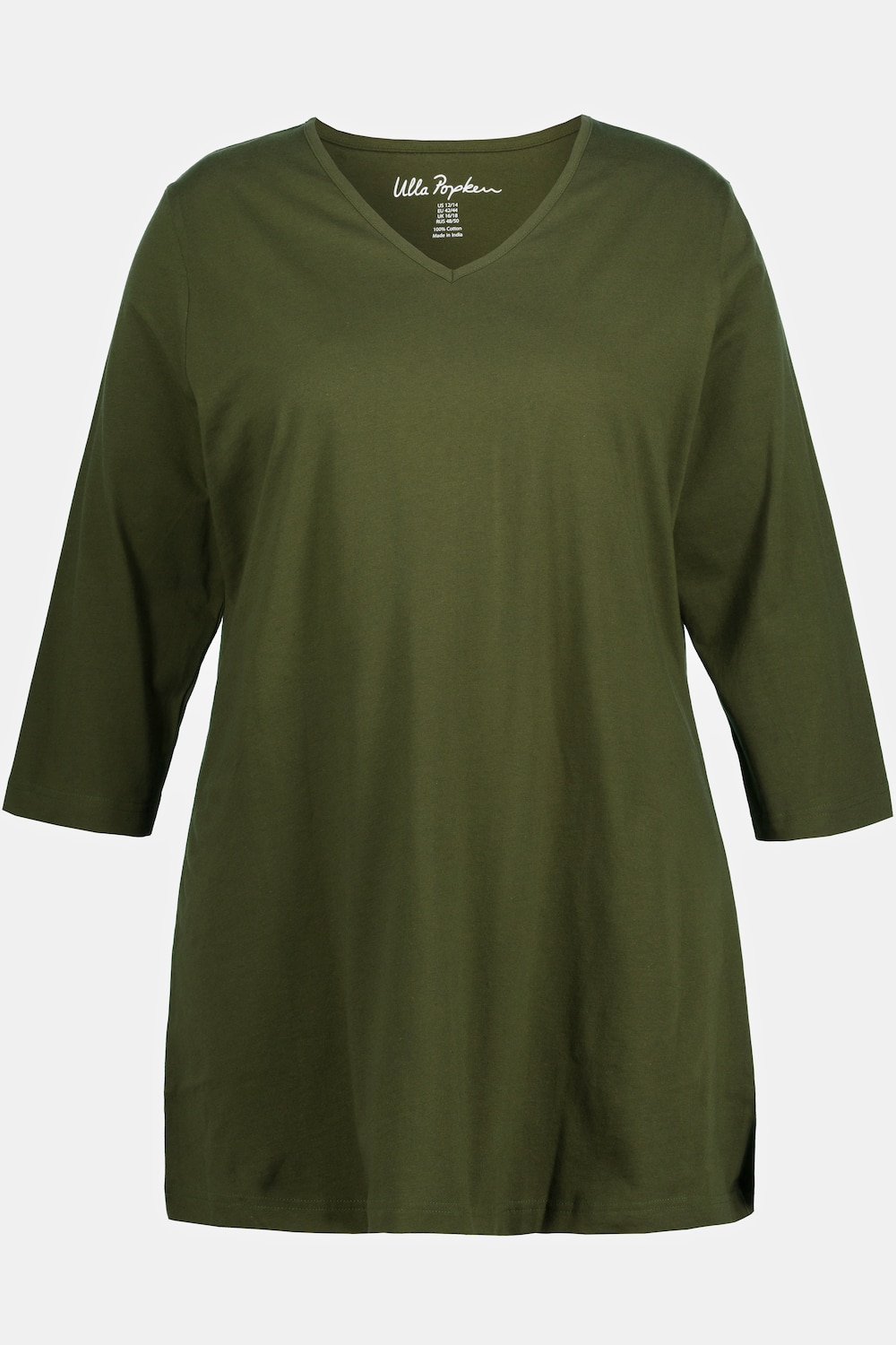Grote Maten longshirt, Dames, groen, Maat: 50/52, Katoen, Ulla Popken Grote Maten longshirt, Dames, groen, Maat: 50/52, Katoen, Ulla Popken