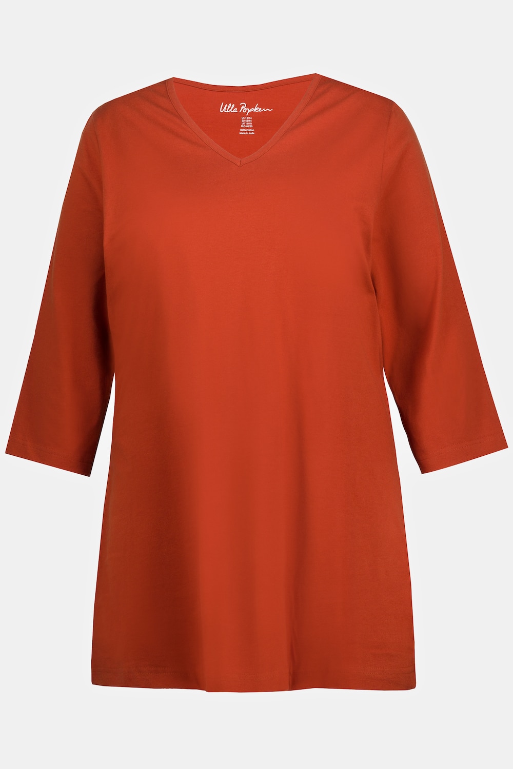 Grote Maten longline shirt, Dames, oranje, Maat: 62/64, Katoen, Ulla Popken