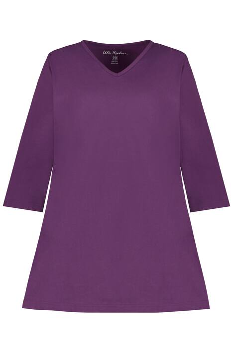 Dlouhé tričko, výstřih do V, 3/4 rukávy, A střih