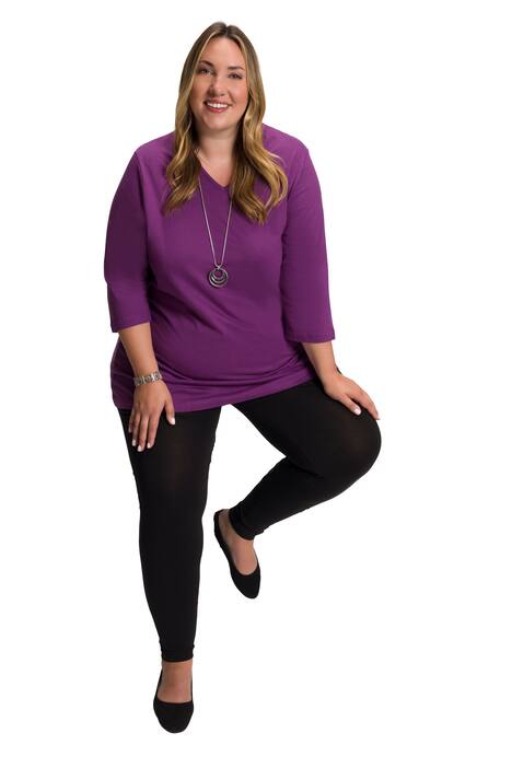 Dlouhé tričko, výstřih do V, 3/4 rukávy, A střih