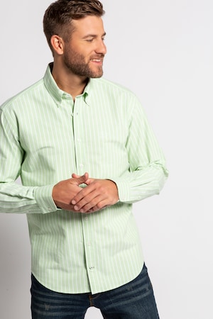 Duże rozmiary Koszula w paski, mężczyzna, jasnozielona, rozmiar: 7XL, bawełna, JP1880