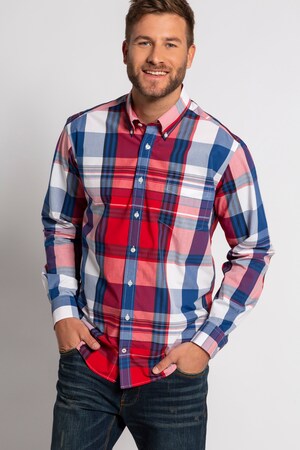 Duże rozmiary Koszula w kratkę, mężczyzna, jasnoczerwona, rozmiar: XL, bawełna, JP1880