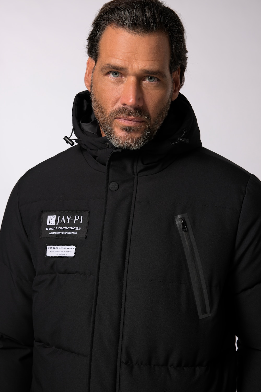 Stora storlekar Parkas, Her, svart, storlek: L, Polyester/Syntetfibrer, JP1880