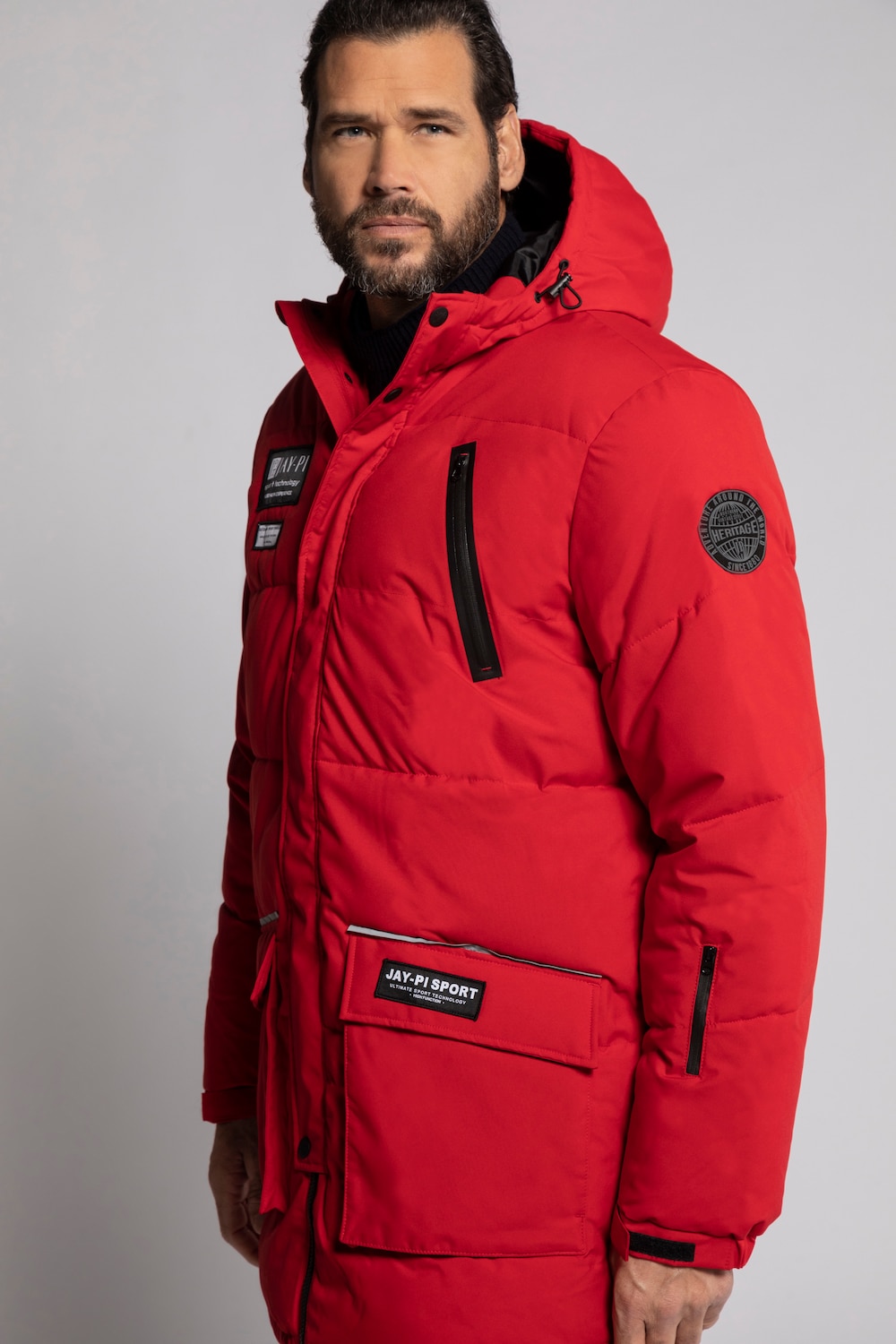 Stora storlekar Parkas, Her, röd, storlek: XL, Polyester/Syntetfibrer, JP1880