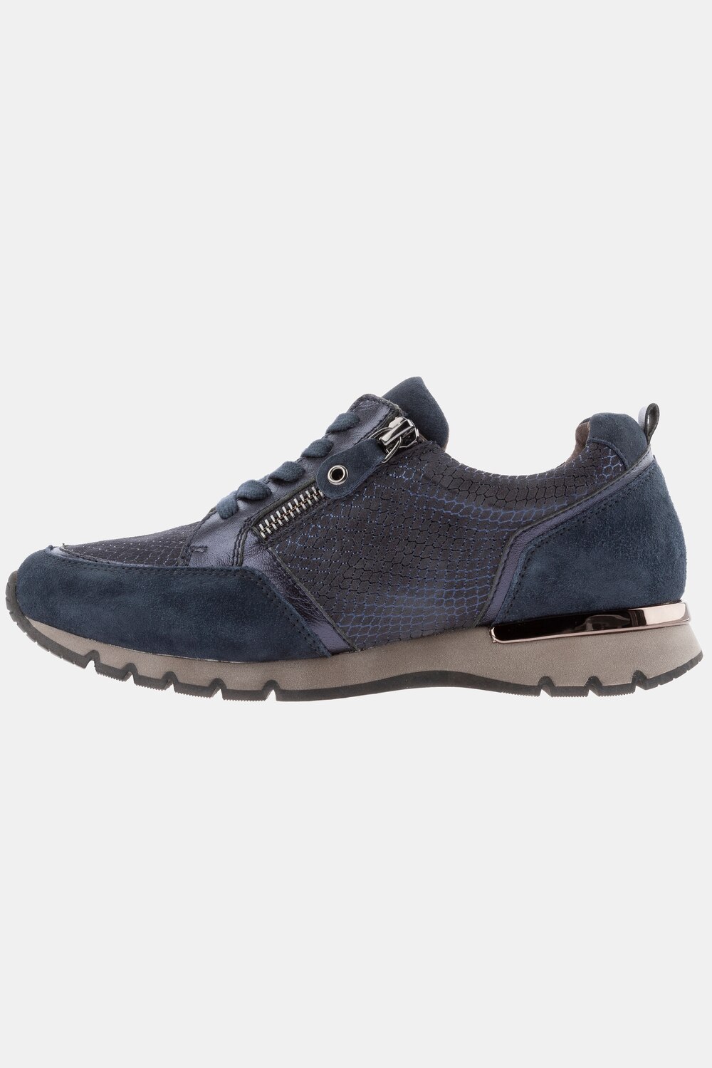 Grote Maten leren sneakers, Dames, blauw, Maat: 40, Leer/Synthetische vezels, Ulla Popken Grote Maten leren sneakers, Dames, blauw, Maat: 40, Leer/Synthetische vezels, Ulla Popken