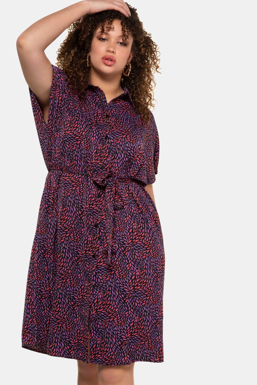 Grote Maten overhemdjurk, Dames, zwart, Maat: 54/56, Polyester, Studio Untold Grote Maten overhemdjurk, Dames, zwart, Maat: 54/56, Polyester, Studio Untold