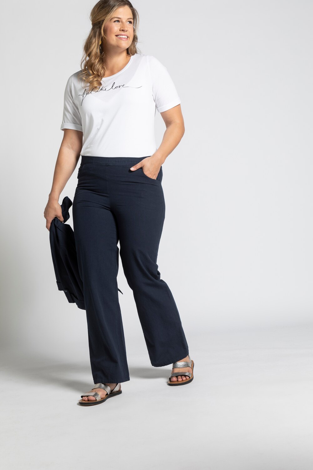 Grote Maten Marlenebroek, Dames, blauw, Maat: 48, Katoen, Ulla Popken Grote Maten Marlenebroek, Dames, blauw, Maat: 48, Katoen, Ulla Popken