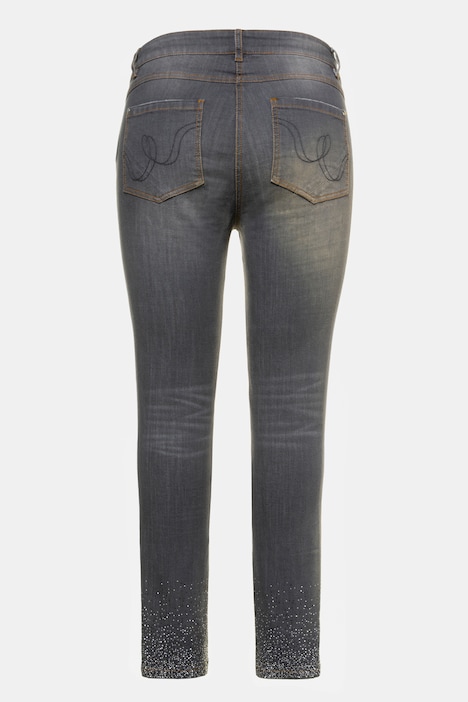 Jeans Sarah, Glitzer-Saum, konische High-Waist-Form