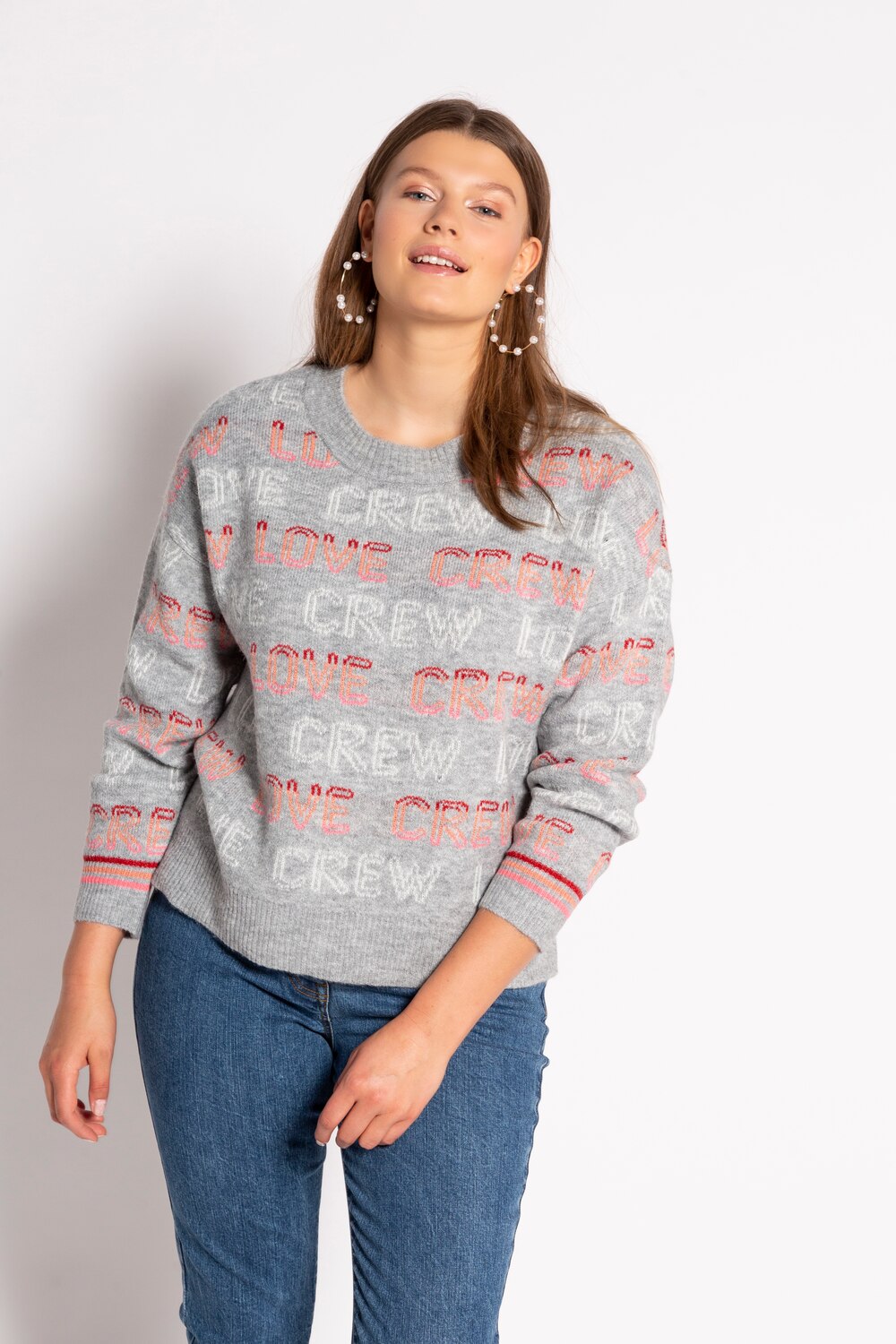 Grote Maten pullover, Dames, grijs, Maat: 42/44, Synthetische vezels/Polyester, Studio Untold Grote Maten pullover, Dames, grijs, Maat: 42/44, Synthetische vezels/Polyester, Studio Untold