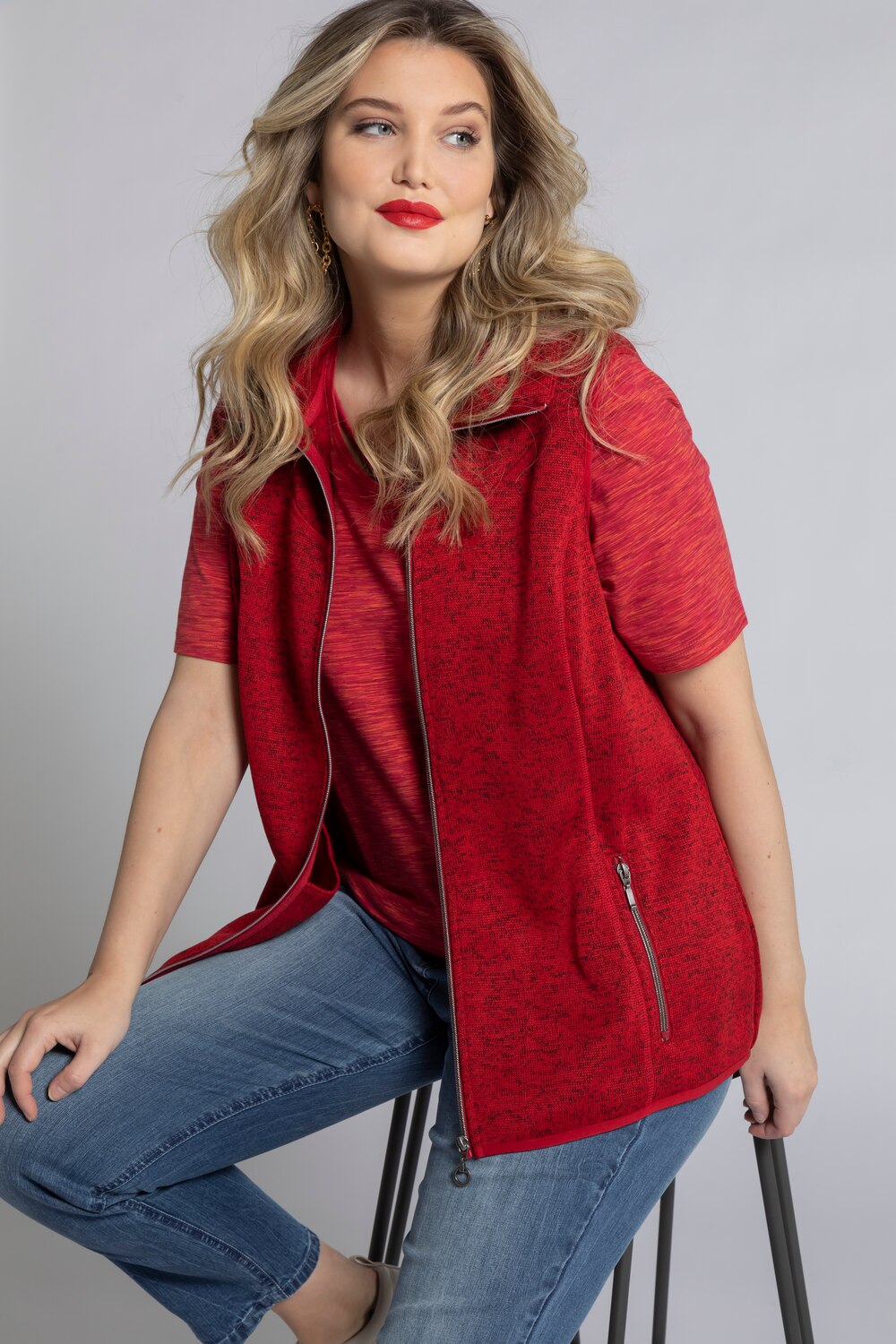 Grote Maten mouwloos, Dames, rood, Maat: 54/56, Polyester, Ulla Popken Grote Maten mouwloos, Dames, rood, Maat: 54/56, Polyester, Ulla Popken