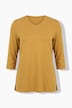 Shirt, ribjersey, V-hals, 3/4-mouw, biologische katoen