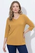 Shirt, ribjersey, V-hals, 3/4-mouw, biologische katoen