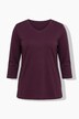 Shirt, ribjersey, V-hals, 3/4-mouw, biologische katoen