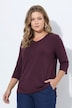Shirt, Rippjersey, V-Ausschnitt, 3/4-Arm, Biobaumwolle