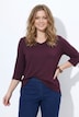 Shirt, Rippjersey, V-Ausschnitt, 3/4-Arm, Biobaumwolle