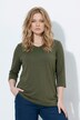 Shirt, ribjersey, V-hals, 3/4-mouw, biologische katoen