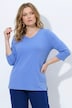Shirt, Rippjersey, V-Ausschnitt, 3/4-Arm, Biobaumwolle