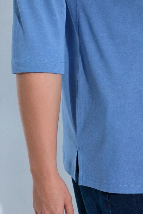Shirt, ribjersey, V-hals, 3/4-mouw, biologische katoen