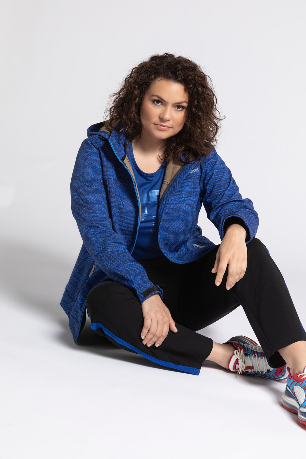 Grote Maten softshell jas, Dames, blauw, Maat: 58/60, Polyester, Ulla Popken Grote Maten softshell jas, Dames, blauw, Maat: 58/60, Polyester, Ulla Popken