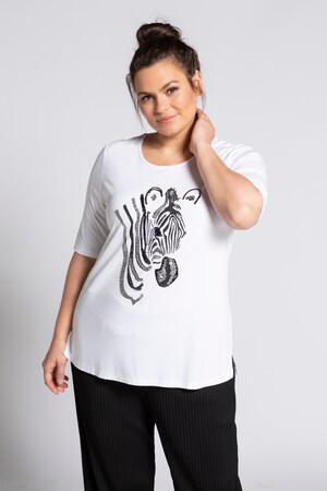 Duże rozmiary T-shirt, damska, offwhite, rozmiar: 50/52, wiskoza/elastan, Ulla Popken