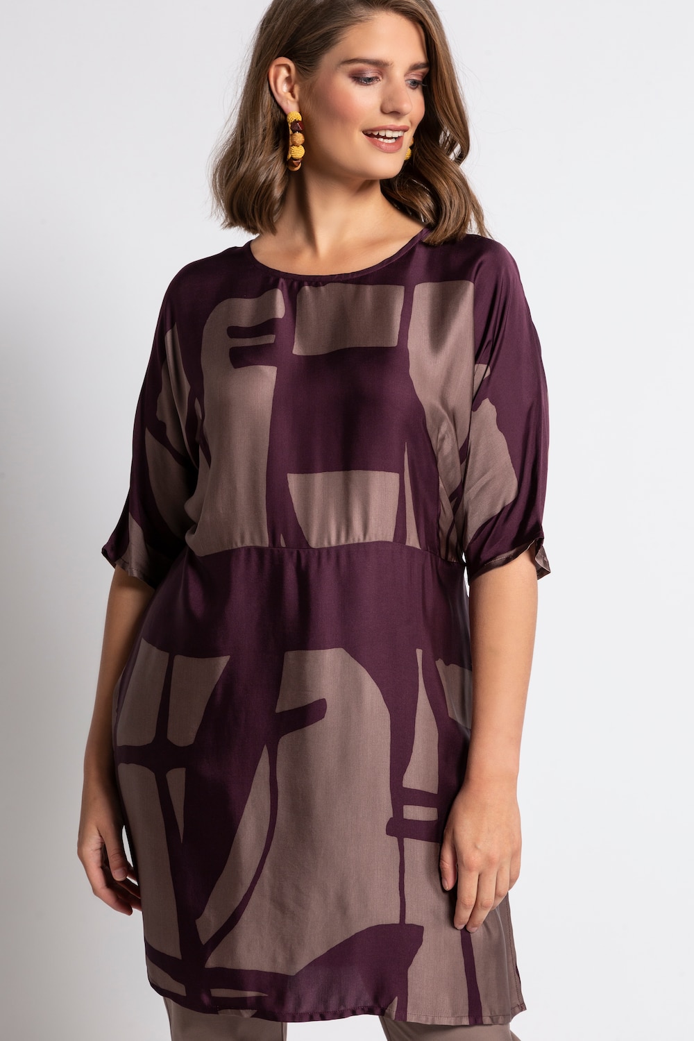 Grote Maten longtuniek, Dames, bruin, Maat: 42/44, Viscose, Ulla Popken Grote Maten longtuniek, Dames, bruin, Maat: 42/44, Viscose, Ulla Popken